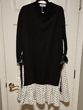 Amato Rizzi Long Sleeve Polka Dot Hem Dress